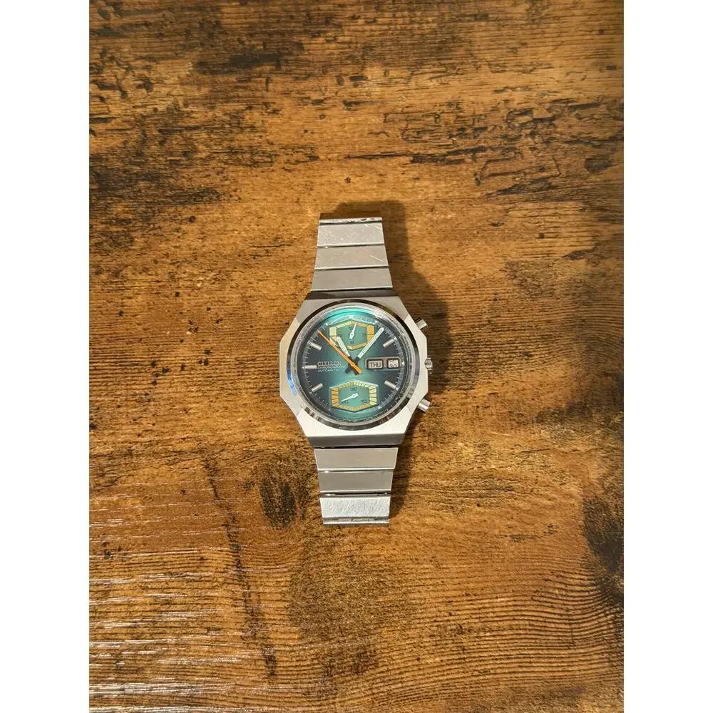 Vintage Citizen Automatic Chronograph Watch - Teal Dial